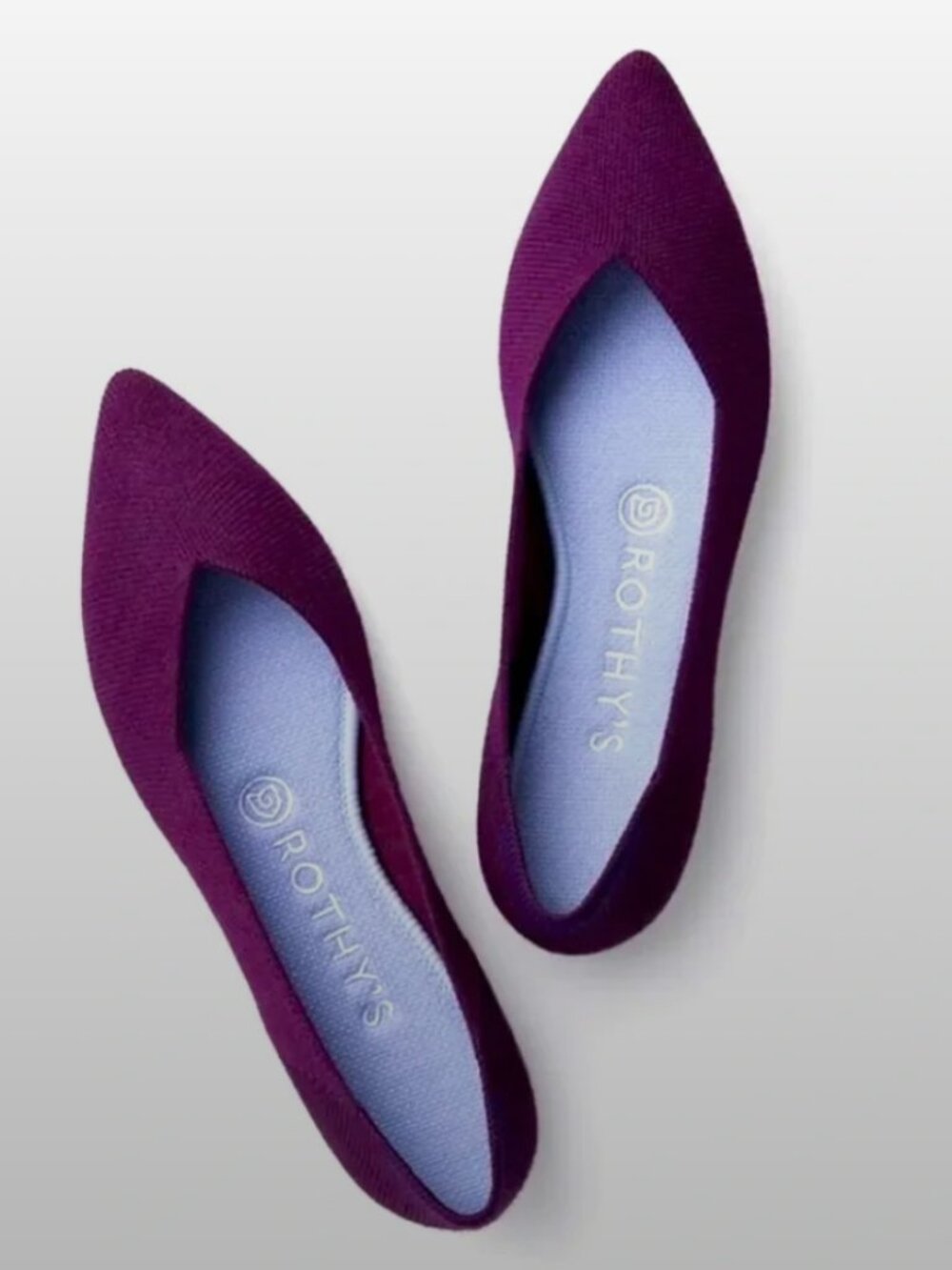 Rothy’s The Point Flats Merino Wool Shoes Aubergine Purple Womens 6